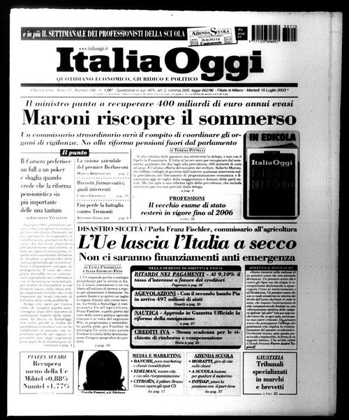 Italia oggi : quotidiano di economia finanza e politica